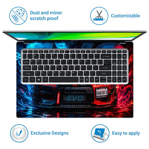 Cars Mitsubishi Evo Lancer Red Fire Ice Laptop Skin - View 5
