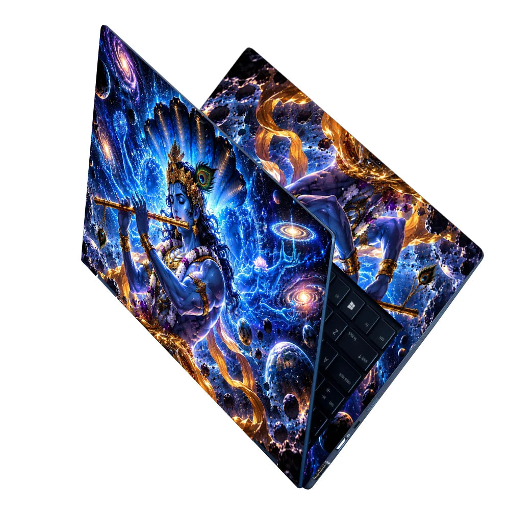Cosmic Krishna and the Celestial Flute Laptop Skin - View 2