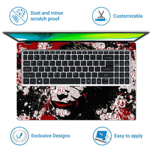 Crazy Joker Red Black Laptop Skin - View 5