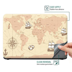 Cream Shaded World Map Laptop Skin - View 4