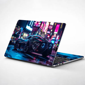 Cyber Sports Car Night Laptop Skin - View 1