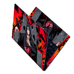 Dark Anime Villain With Crows And Flames Laptop Skin - View 2