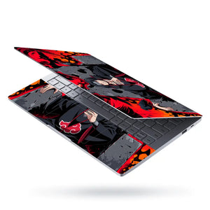 Dark Anime Villain With Crows And Flames Laptop Skin - View 3