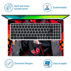 Dark Anime Villain With Crows And Flames Laptop Skin - View 5