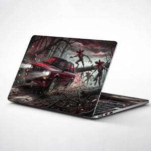 Dark Fantasy Car Chase In Forest Laptop Skin - View 1
