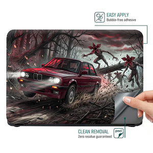 Dark Fantasy Car Chase In Forest Laptop Skin - View 4
