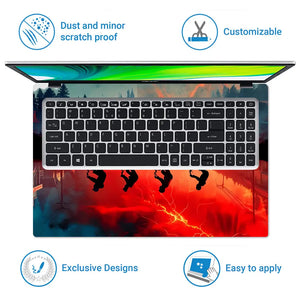 Dark Retro Biking Adventure Reflection Laptop Skin - View 5