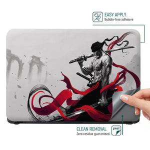 Dark Samurai Warrior With Red Ribbons Laptop Skin - View 4