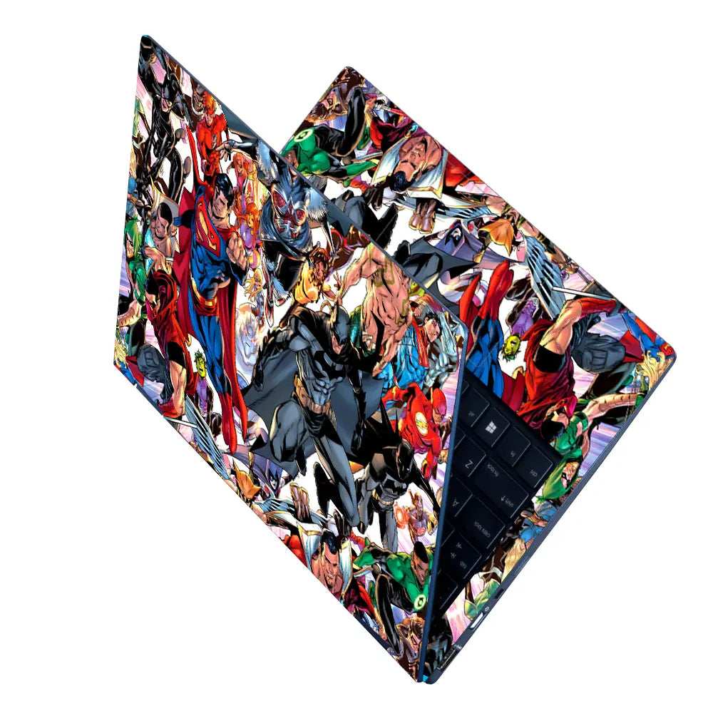 DC Comics Heroes Collage Action Laptop Skin - View 2