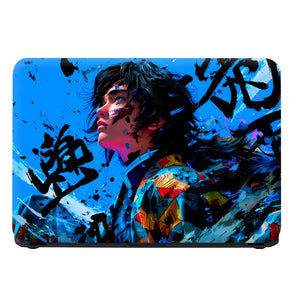 Demon Slayer Blue Ink Grunge Laptop Skin - View 4