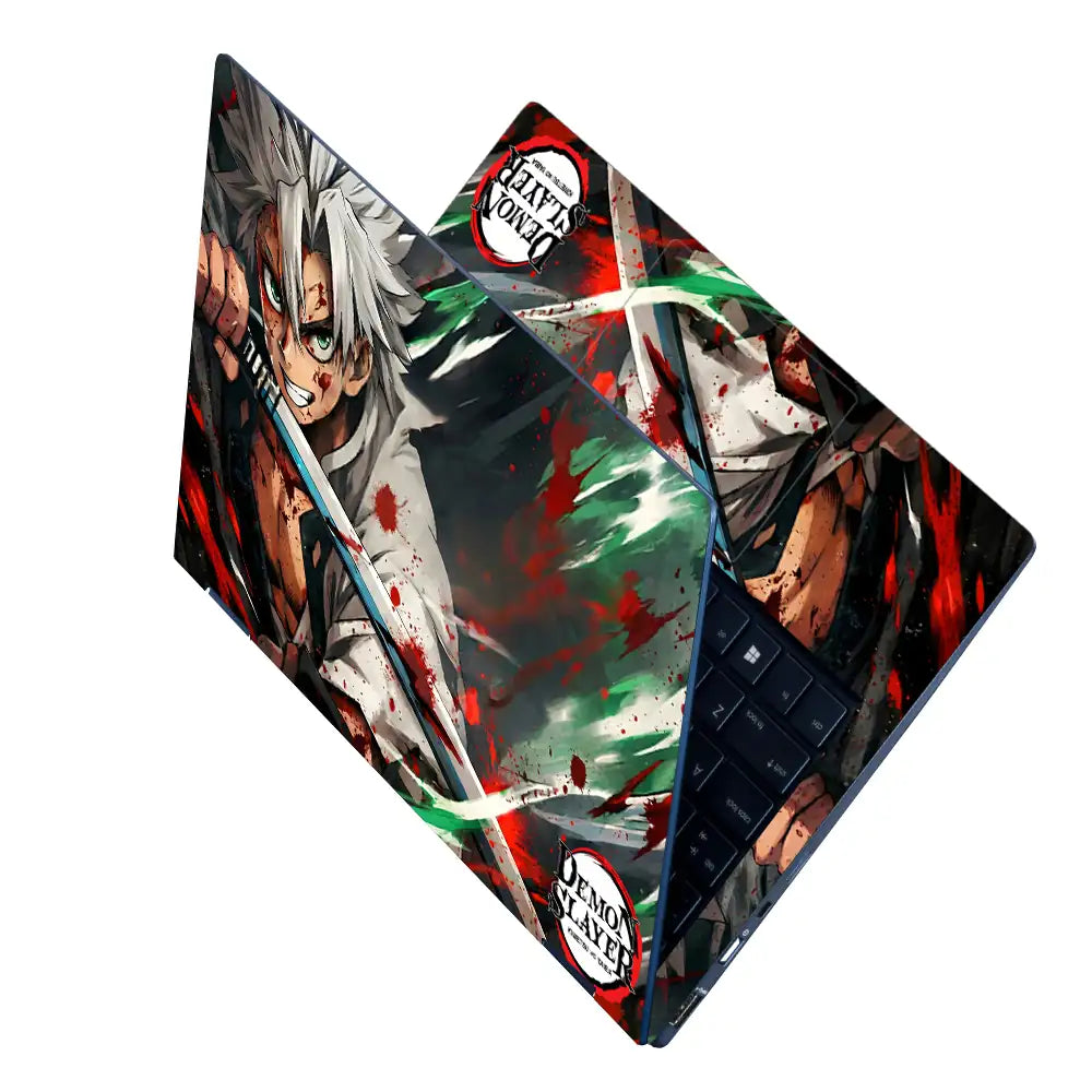 Demon Slayer Sanemi Battle Rage Laptop Skin - View 2
