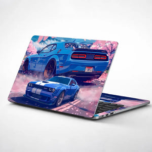 Dodge Challenger Blue Muscle Laptop Skin - View 1