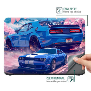 Dodge Challenger Blue Muscle Laptop Skin - View 4