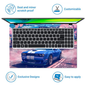 Dodge Challenger Blue Muscle Laptop Skin - View 5