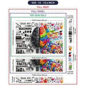 Doodle Brain Left Logic Right Creative Detail Laptop Skin - View 8