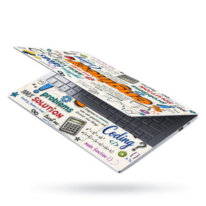 Doodle Engineer Coding Python Java Sketch Collage Laptop Skin - View 3