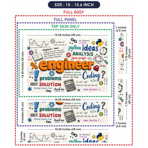 Doodle Engineer Coding Python Java Sketch Collage Laptop Skin - View 8