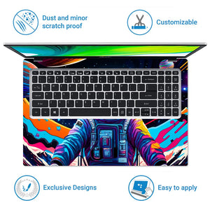 Doodle Space Astronaut Psychedelic Laptop Skin - View 5