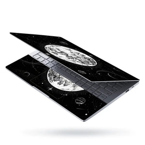 Doodle Space Moon Black White Laptop Skin - View 3