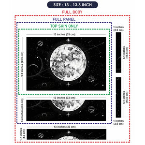 Doodle Space Moon Black White Laptop Skin - View 6