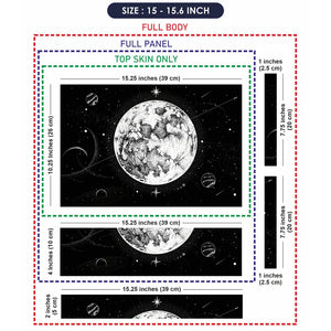 Doodle Space Moon Black White Laptop Skin - View 8