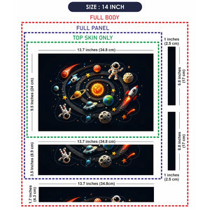 Doodle Space Solar System Cartoon Laptop Skin - View 7