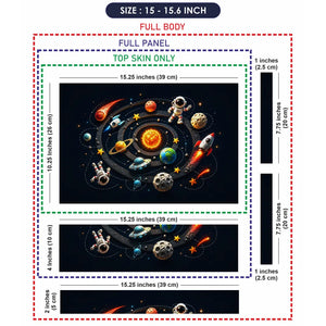 Doodle Space Solar System Cartoon Laptop Skin - View 8
