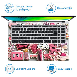 Doodle Stickers Pink Good Vibes Positivity Laptop Skin - View 5