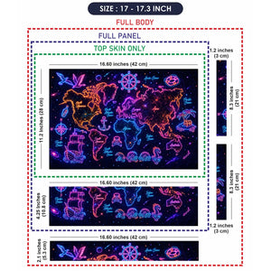 Doodle World Map Neon Dark Pirate Laptop Skin - View 9