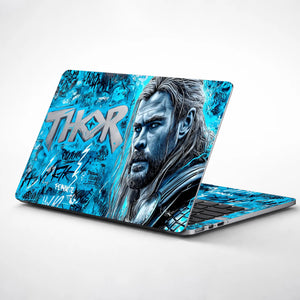Laptop Skin - Dynamic Comic Style Thor Blue Energy