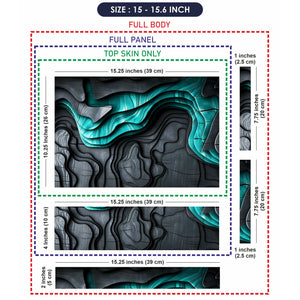 Laptop Skin - Textured Abstract Waves Teal And Black