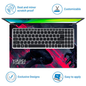 Laptop Skin - Dynamic Digital Black Panther Red Energy