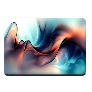 Laptop Skin - Fluid Abstract Waves Soft Blue Orange
