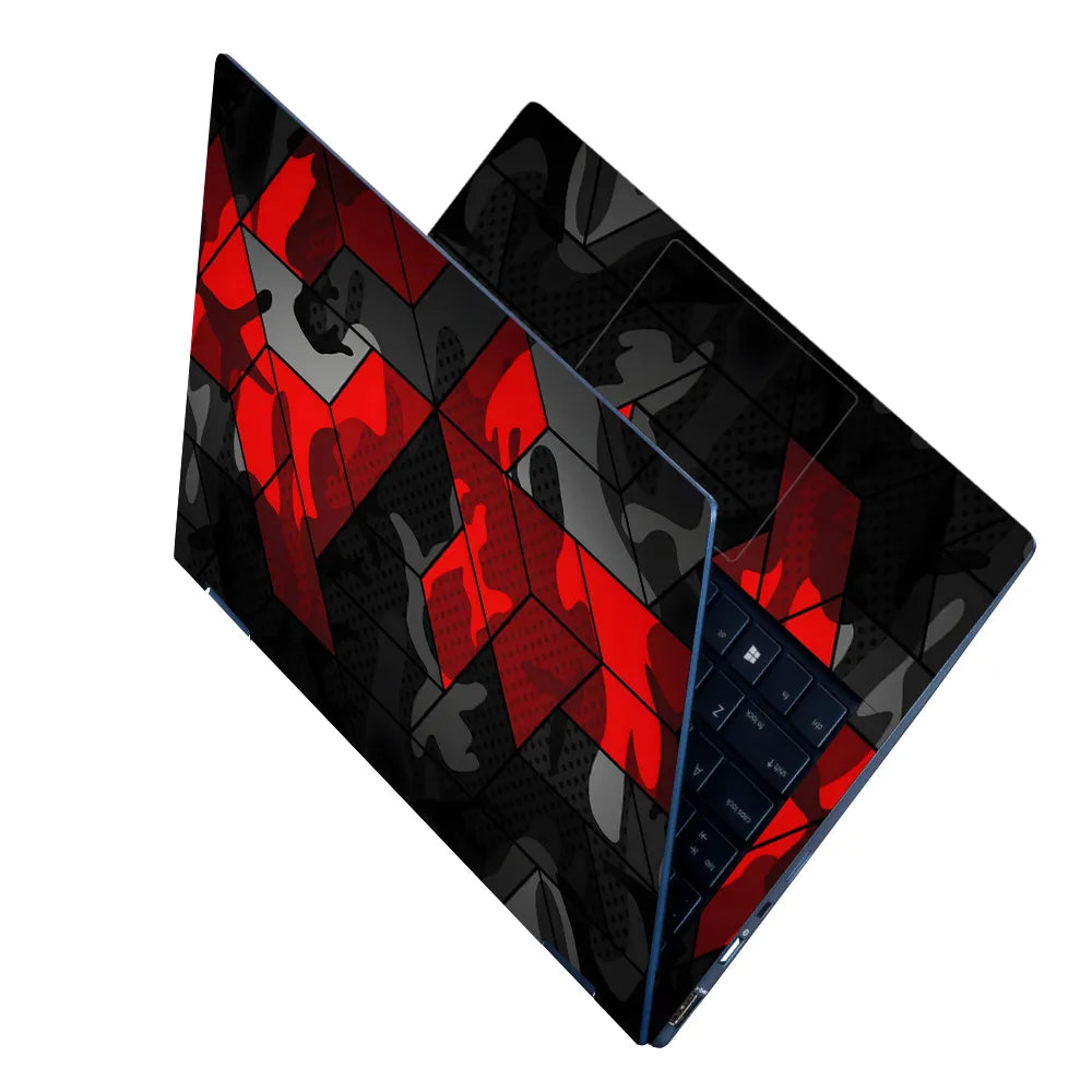Laptop Skin - Abstract Red Camo Pattern Black Mood