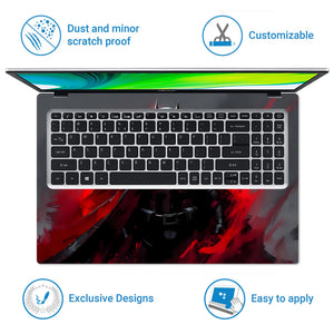 Laptop Skin - Dark Superhero Bat in Red Flames