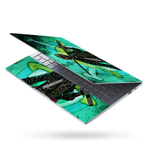Laptop Skin - Neon Anime Samurai Green Glow