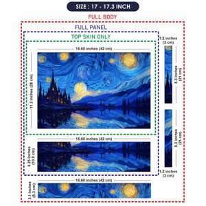 Laptop Skin - Swirling Impressionist Castle Blue Night