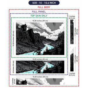 Laptop Skin - Monochrome Comic Landscape Serene River