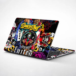 Laptop Skin - Vibrant Street Art Joker Playing Cards