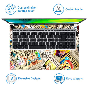 Laptop Skin - Vibrant Anime Character Wanted Posters