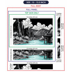 Laptop Skin - Monochrome Landscape Illustration Turquoise Water