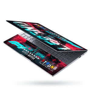 Universal Laptop Skin - Teal Red F1 Neon Racing Legend