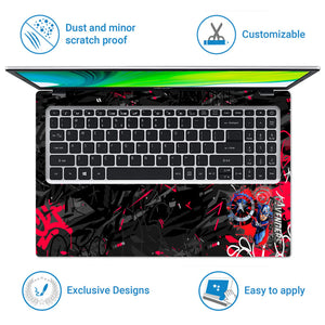 Laptop Skin - Graffiti Style Superhero Red Action