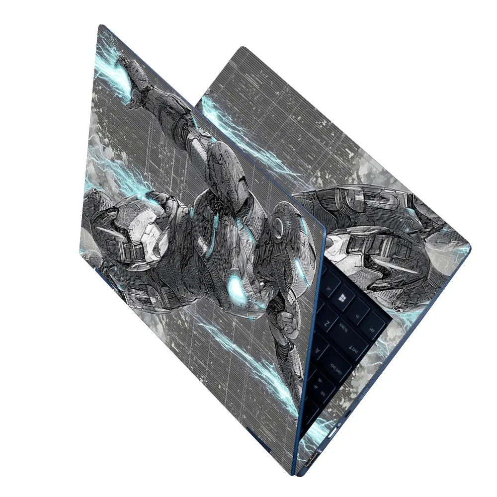 Laptop Skin - Futuristic Robotic Hero Silver Energy