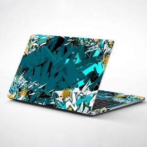 Laptop Skin - Teal Chaos Graffiti Shards