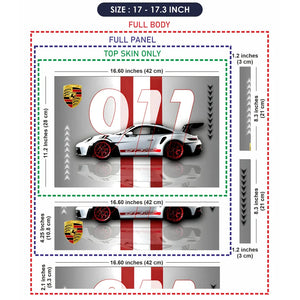 Universal Laptop Skin - Porsche GT3 White Stripes