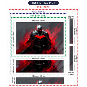 Laptop Skin - Dark Superhero Bat in Red Flames