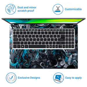 Laptop Skin - Dynamic Abstract Swirls Blue Contrast