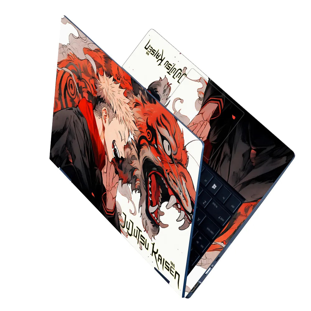Laptop Skin - Dynamic Anime Character Fiery Red Mood
