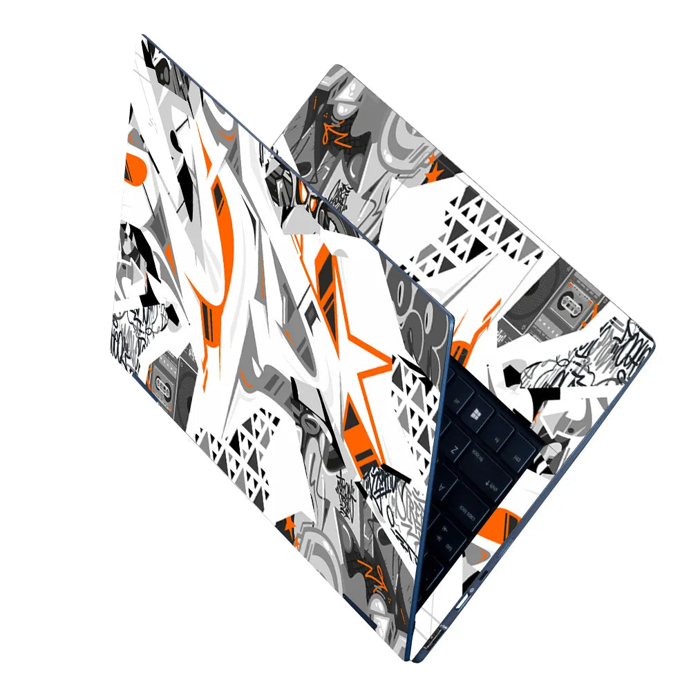 Laptop Skin - Mono Orange Geometric Burst